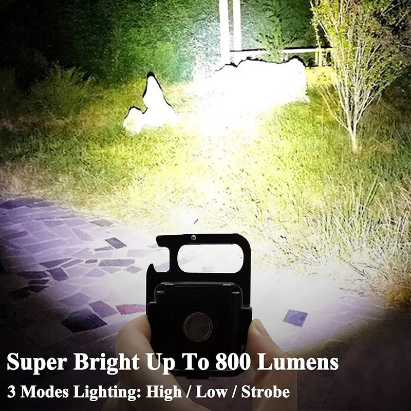 Led Rechargeable Keychain Light | Emergency Flash, Mini Torch Rechargeable, Portable COB Light for Pocket, Camping, Outdoor, Tent with Bottle Opener - Magnet Base - 800 Lumens
