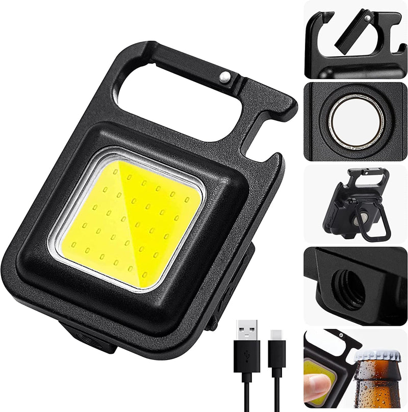 Led Rechargeable Keychain Light | Emergency Flash, Mini Torch Rechargeable, Portable COB Light for Pocket, Camping, Outdoor, Tent with Bottle Opener - Magnet Base - 800 Lumens